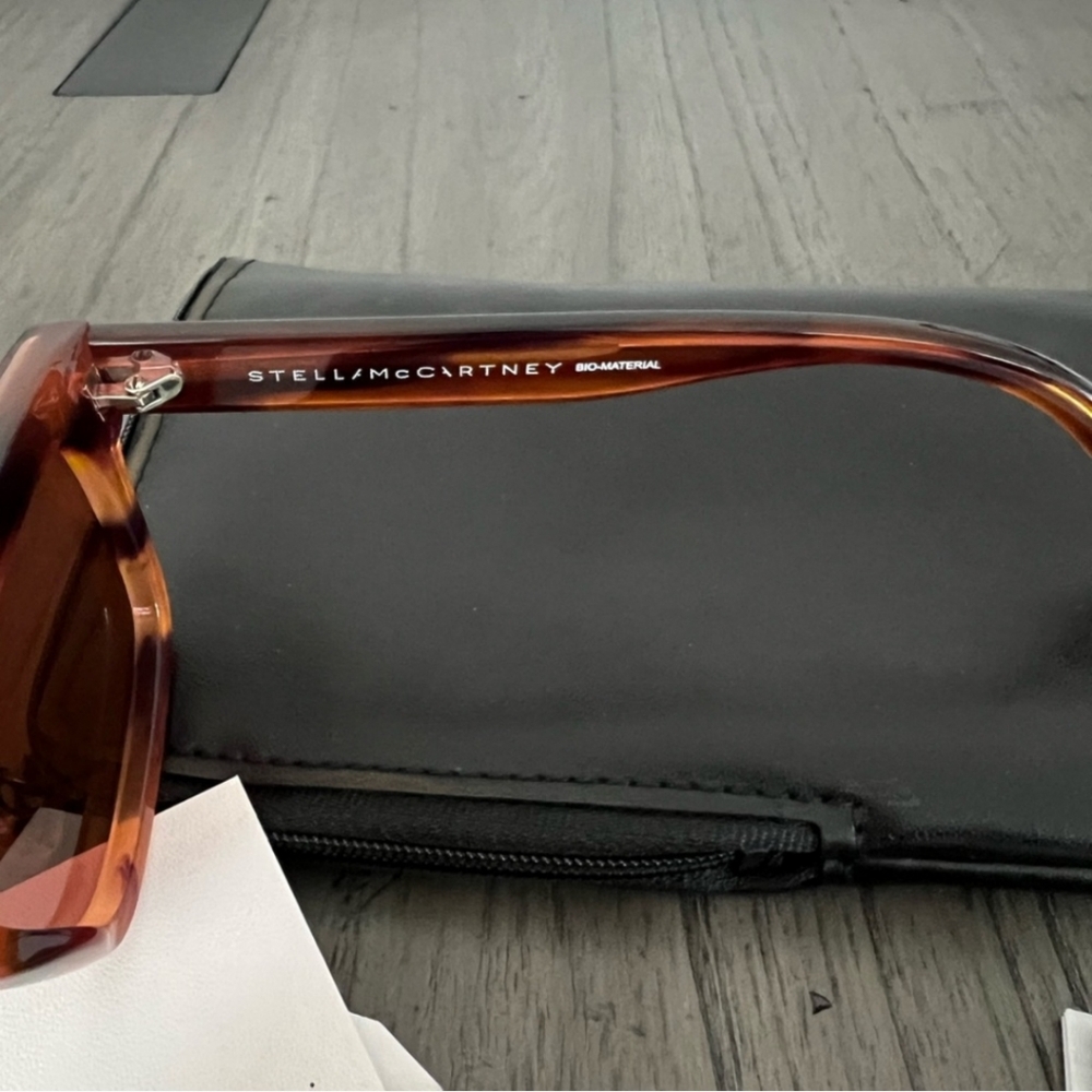 NWT HAVANA ORANGE STELLA McCARTNEY SC0197S 004 SQUARE SUNGLASSESS. ☆ - Picture 9 of 11